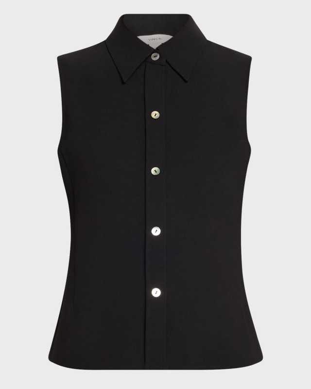 Sleeveless Button-Front Top